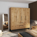 Halle Hinged Door Wardrobe 191cm in Oak Wotan