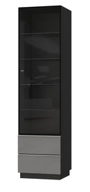 Helio 05 Tall Display Cabinet in Grey Glass