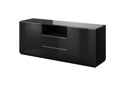 Helio 25 Sideboard Cabinet in Black Glass