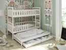 Wooden Bunk Bed Harriet with Trundle and Storage in White Matt With Foam Mattress