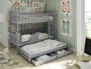 Wooden Bunk Bed Harriet with Trundle and Storage in Grey Matt Without Mattress