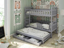 Wooden Bunk Bed Harriet with Trundle and Storage in Grey Matt Without Mattress