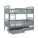 Wooden Bunk Bed Harry with Storage in Grey Matt Without Mattress