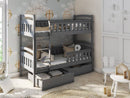 Wooden Bunk Bed Harry with Storage in Graphite With Foam/Bonnell Mattress