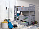 Wooden Bunk Bed Ignas with Storage in Grey Matt Without Mattress