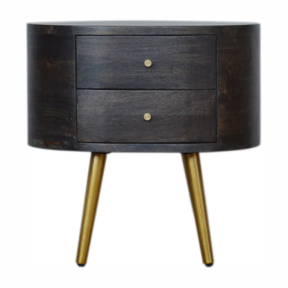 Ash Black Bedside with Brass Legs