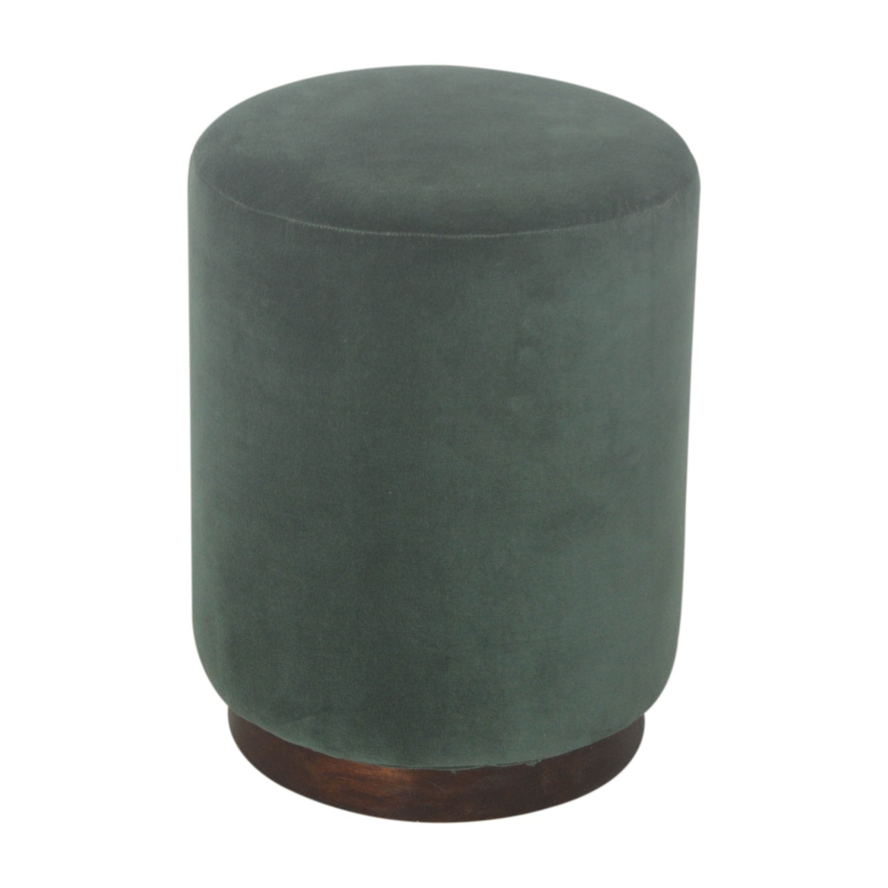 Emerald Footstool with Wood Base