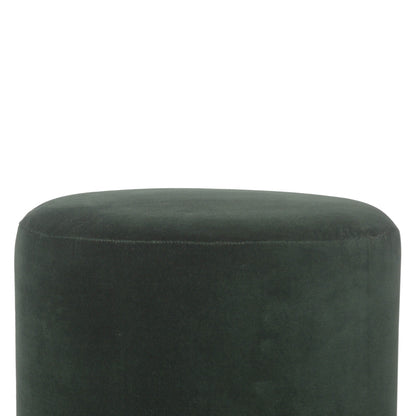 Emerald Footstool with Wood Base