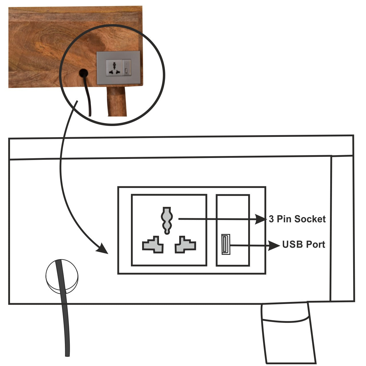 Gallery Back Cable Writing Desk