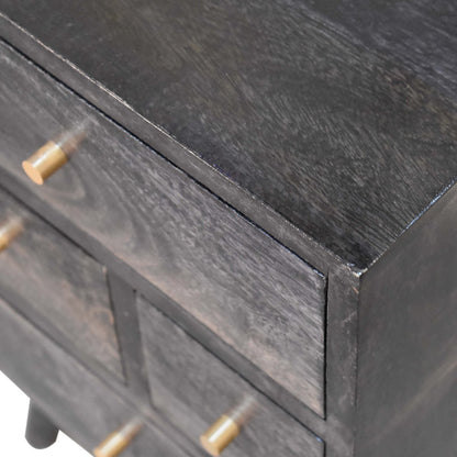 Multi Drawer Ash Black Bedside