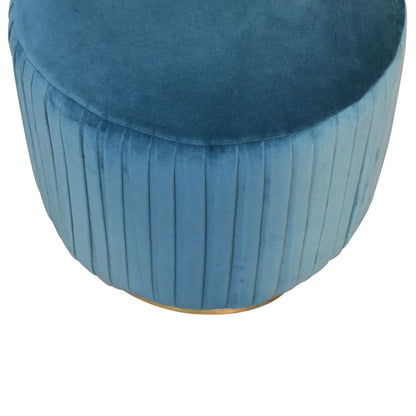 Teal Velvet Pleated Footstool