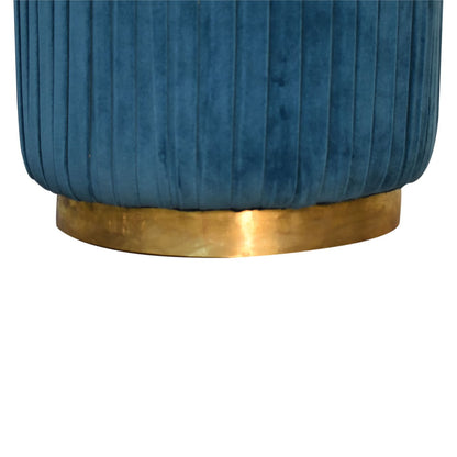 Teal Velvet Pleated Footstool