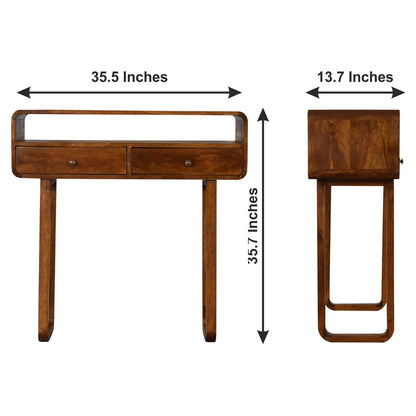 U-Curved Chestnut Console Table