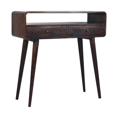 Curved Light Walnut Console Table