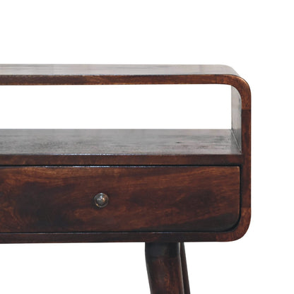 Curved Light Walnut Console Table