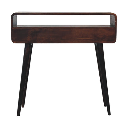 Curved Light Walnut Console Table