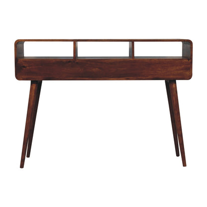 Triple Curved Chestnut Console Table