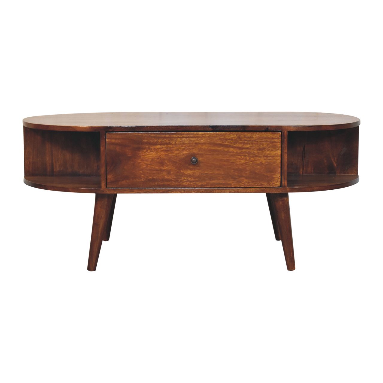 Chestnut Oval Coffee Table with 1 Drawer