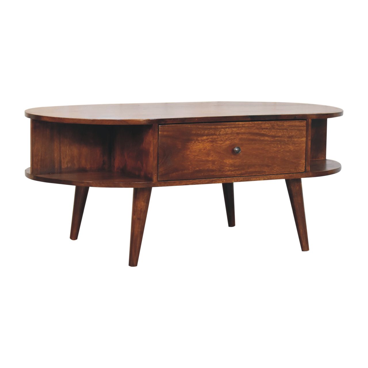 Chestnut Oval Coffee Table with 1 Drawer