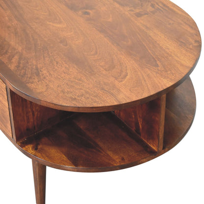 Chestnut Oval Coffee Table with 1 Drawer