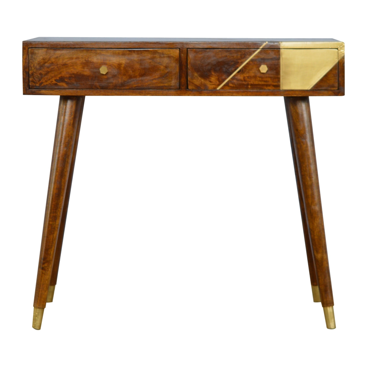 Gold Geo Chestnut Console Table