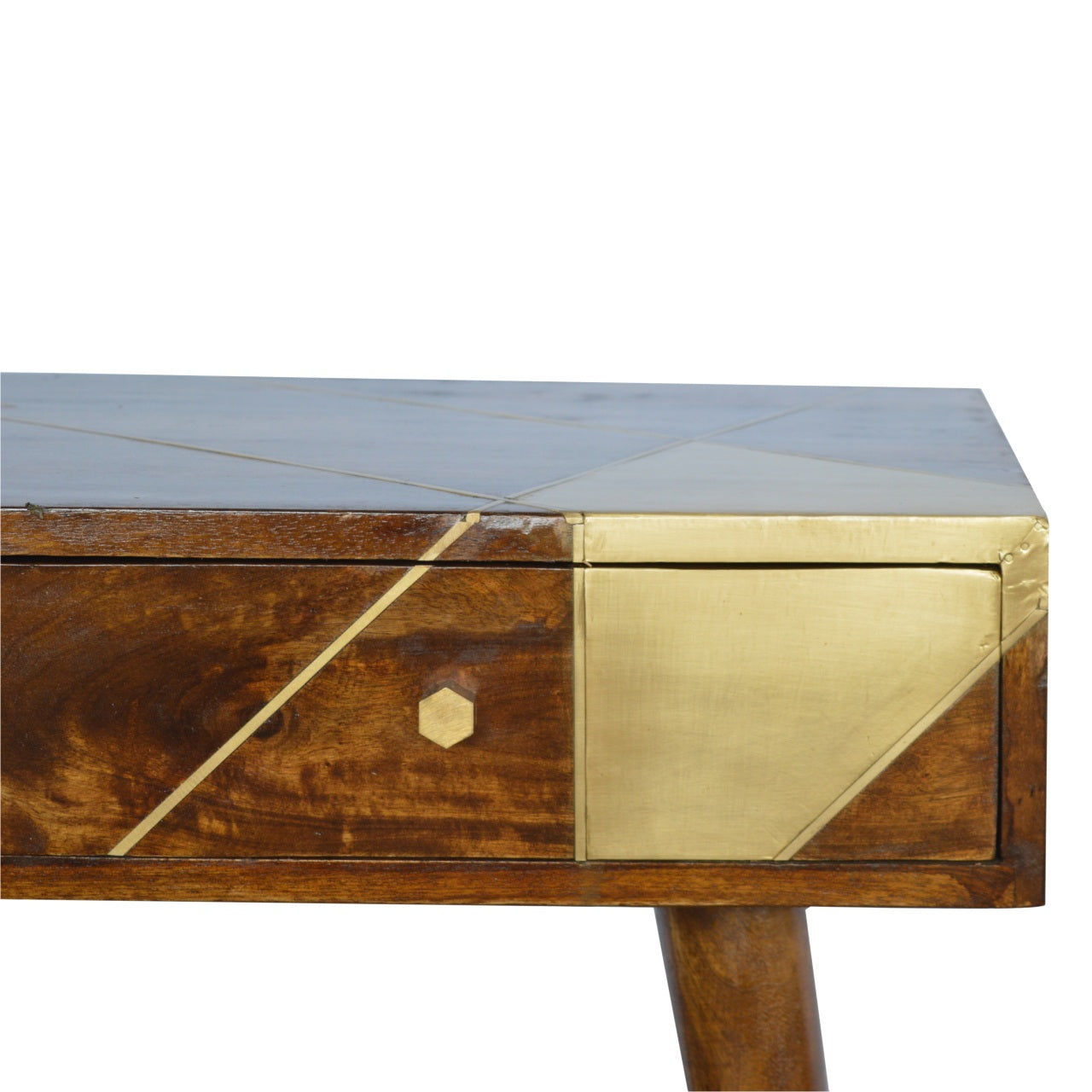 Gold Geo Chestnut Console Table