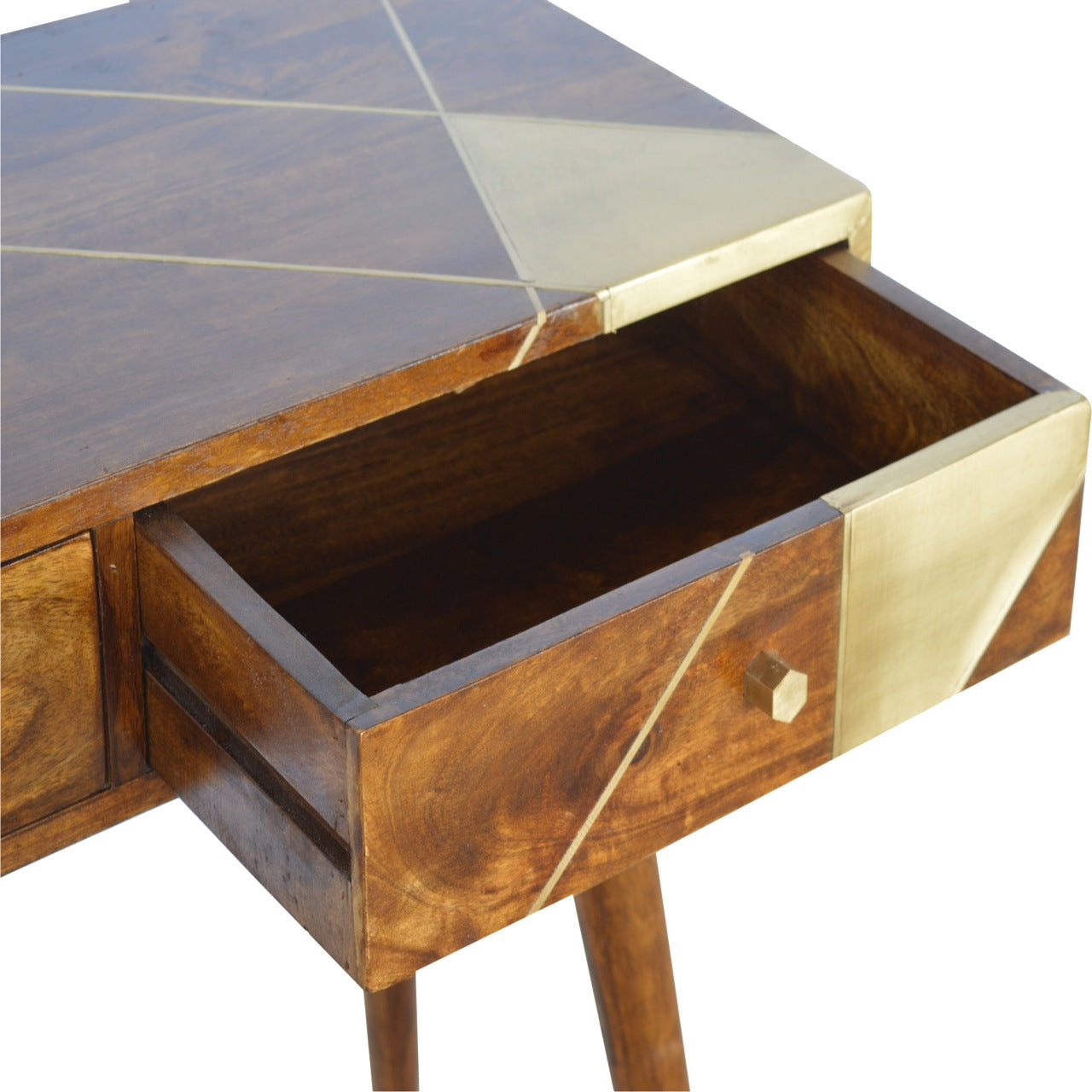 Gold Geo Chestnut Console Table