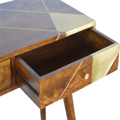 Gold Geo Chestnut Console Table