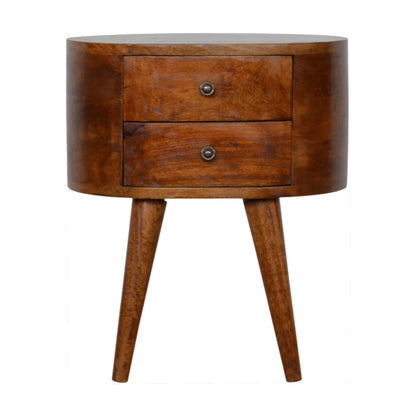 Chestnut Rounded Bedside Table