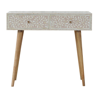 Taupe Floral Bone Console