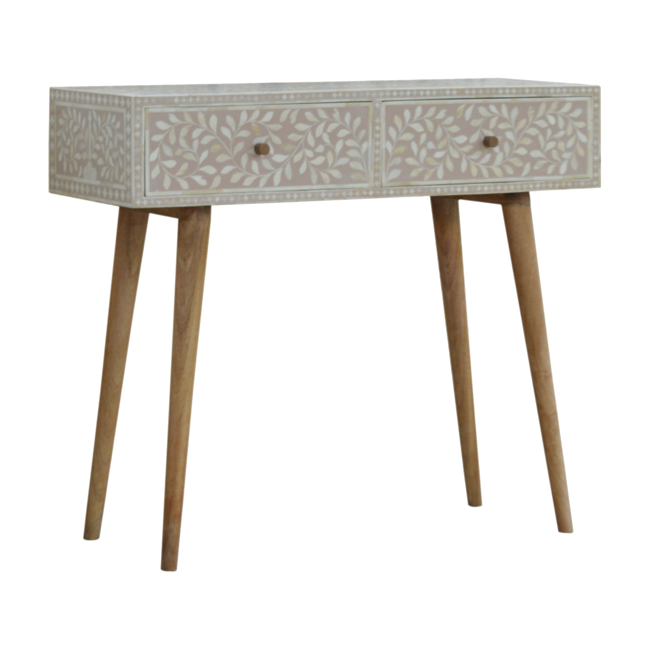 Taupe Floral Bone Console