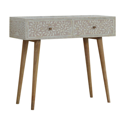 Taupe Floral Bone Console