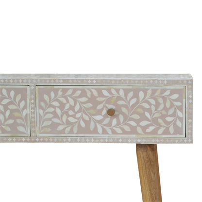 Taupe Floral Bone Console