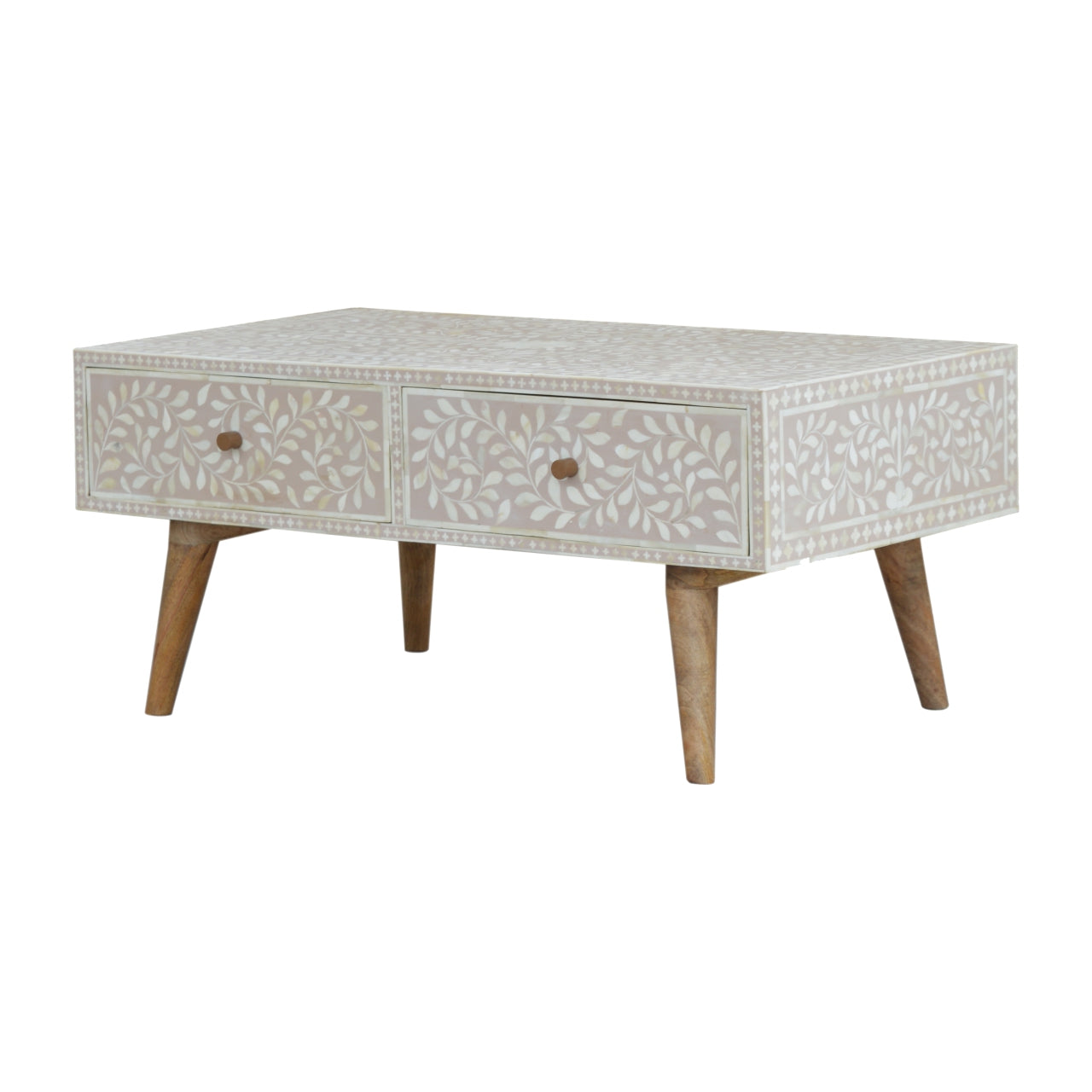 Taupe Floral Bone Coffee Table