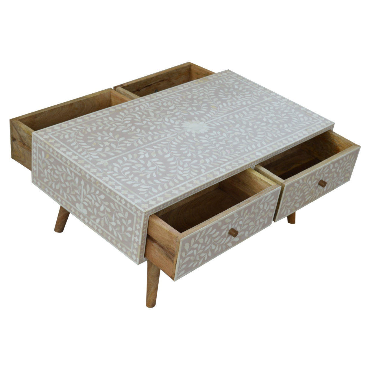 Taupe Floral Bone Coffee Table