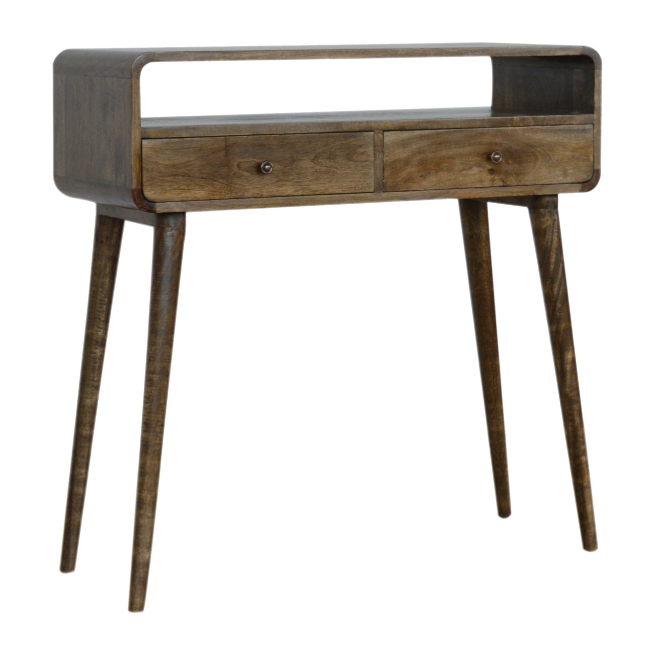 Curved Grey-wash Console Table