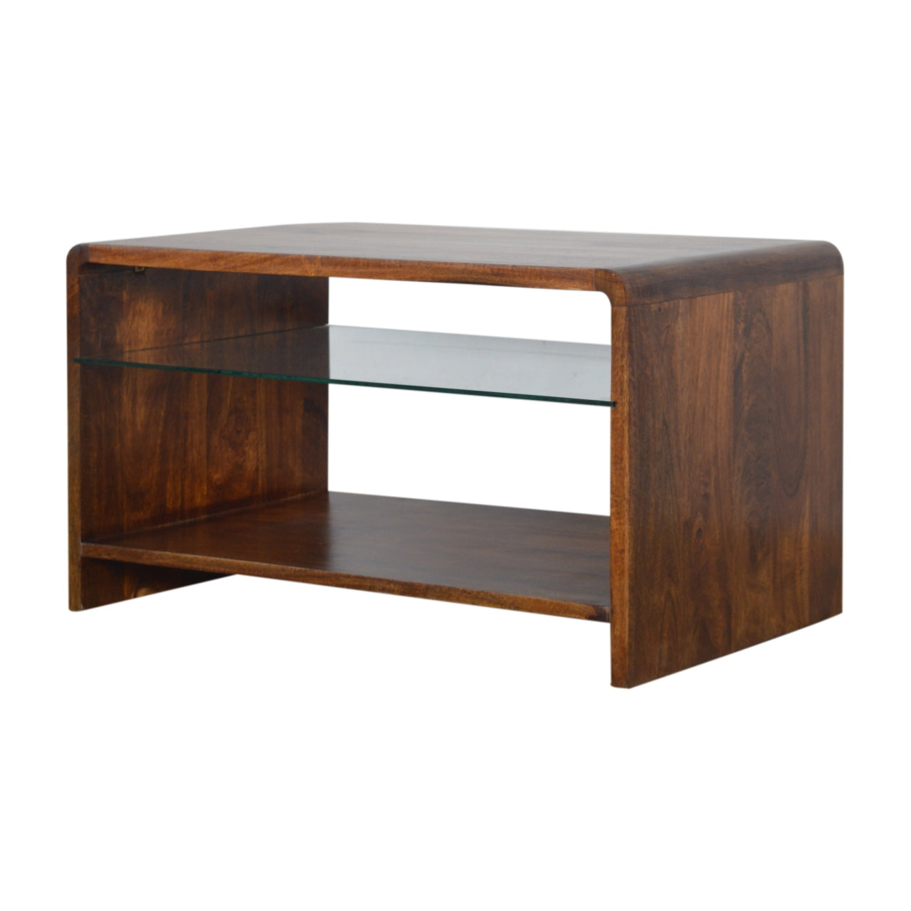 Chestnut Glass Shelf Coffee Table