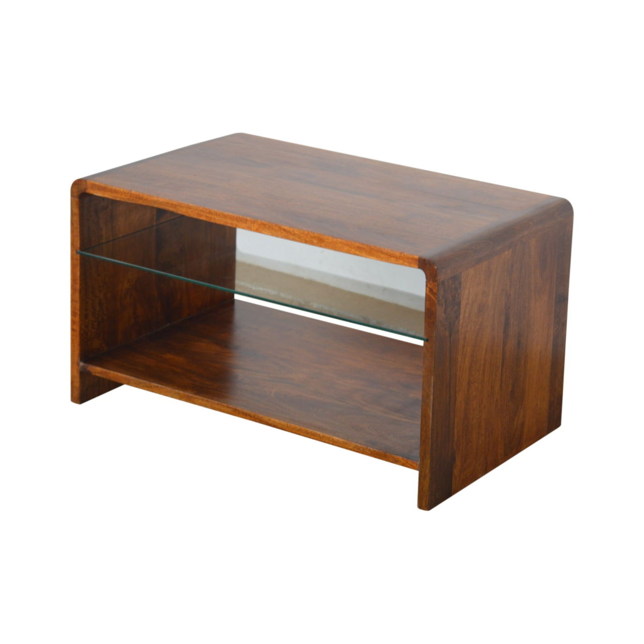 Chestnut Glass Shelf Coffee Table