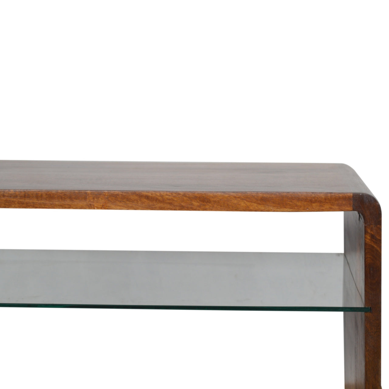 Chestnut Glass Shelf Coffee Table