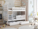 Wooden Bunk Bed Ignas with Storage in White Matt With Foam Mattress