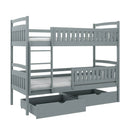 Wooden Bunk Bed Ignas with Storage in Grey Matt Without Mattress