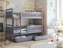 Wooden Bunk Bed Ignas with Storage in Grey Matt Without Mattress