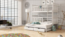 Wooden Bunk Bed Klara with Trundle and Storage in White Matt With Foam/Bonnell Mattress