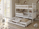 Wooden Bunk Bed Kors with Trundle and Storage in White Matt With Foam/Bonnell Mattress