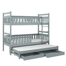 Wooden Bunk Bed Kors with Trundle and Storage in Grey Matt With Foam/Bonnell Mattress