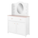 Luna LN-06 Desk Hutch with Mirror in White Matt