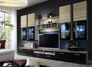 Lyra Entertainment Unit in Black Gloss and Oak Sonoma