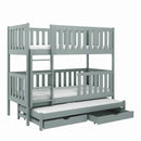 Lea Bunk Bed with Trundle and Storage in Grey Without Mattress