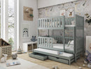 Lea Bunk Bed with Trundle and Storage in Grey Without Mattress