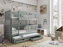 Lea Bunk Bed with Trundle and Storage in Grey Without Mattress